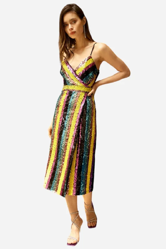 Adelyn Rae Solana Midi Sequin Dress in Multi Bright Cozy Knit Midi Dress