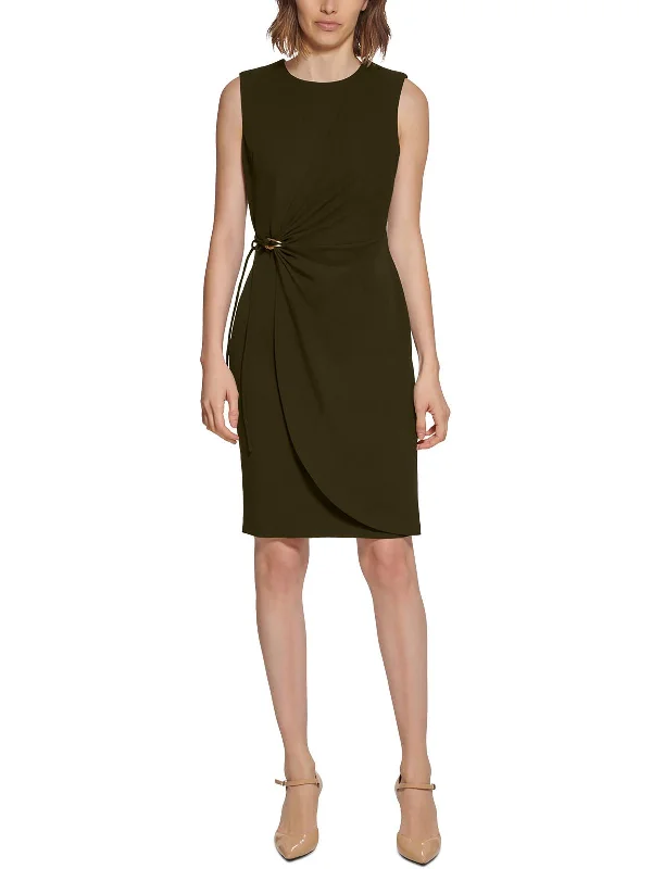 Womens Business Midi Sheath Dress Comfortable Wrap Midi Dress