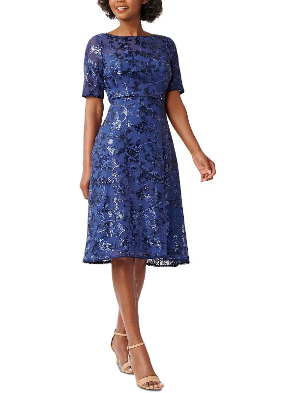 Womens Cocktail Midi Fit & Flare Dress Elegant Satin Midi Dress