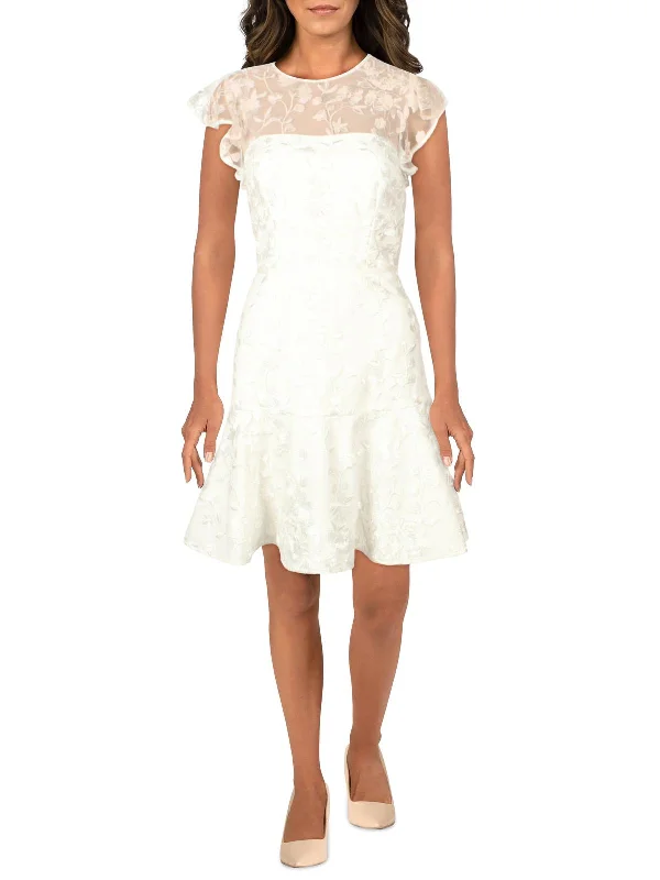 Womens Embroidered Midi Fit & Flare Dress Stylish Striped Midi Dress