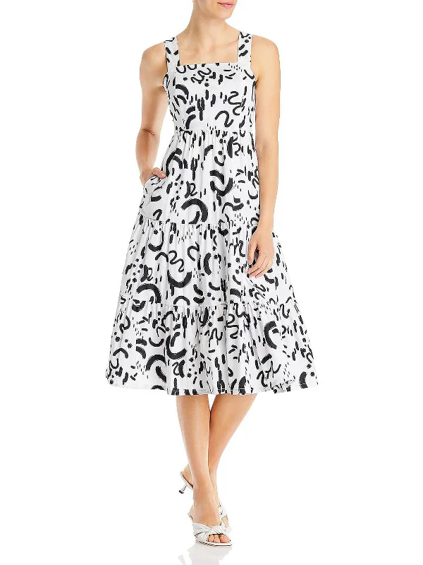 Womens Square Neck Midi Sundress Fashionable Off-Shoulder Dress Midi