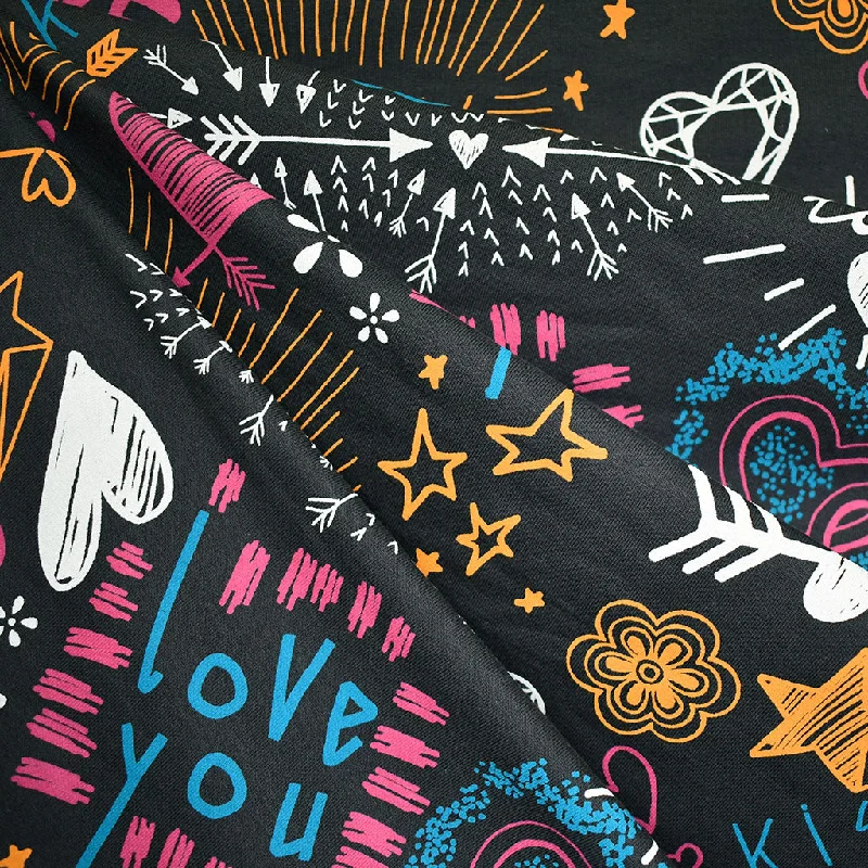 Love Notes Light Sweatshirt Fleece Graphite/Multi Hoodie with Relaxed Fit Easy Casual Love Notes Light Sweatshirt Fleece Graphite/Multi Hoodie with Relaxed Fit Easy Casual
