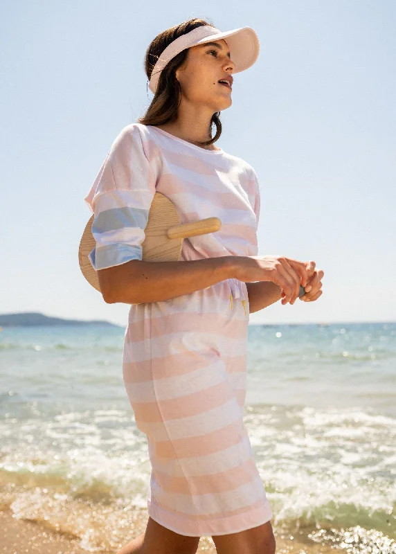 CARANTEC - Cotton Sweatshirt Dress with Short Sleeves (WHITE / PALE PINK / LIGHT BLUE) Hoodie with High Neck Warm Protective CARANTEC - Cotton Sweatshirt Dress with Short Sleeves (WHITE / PALE PINK / LIGHT BLUE) Hoodie with High Neck Warm Protective