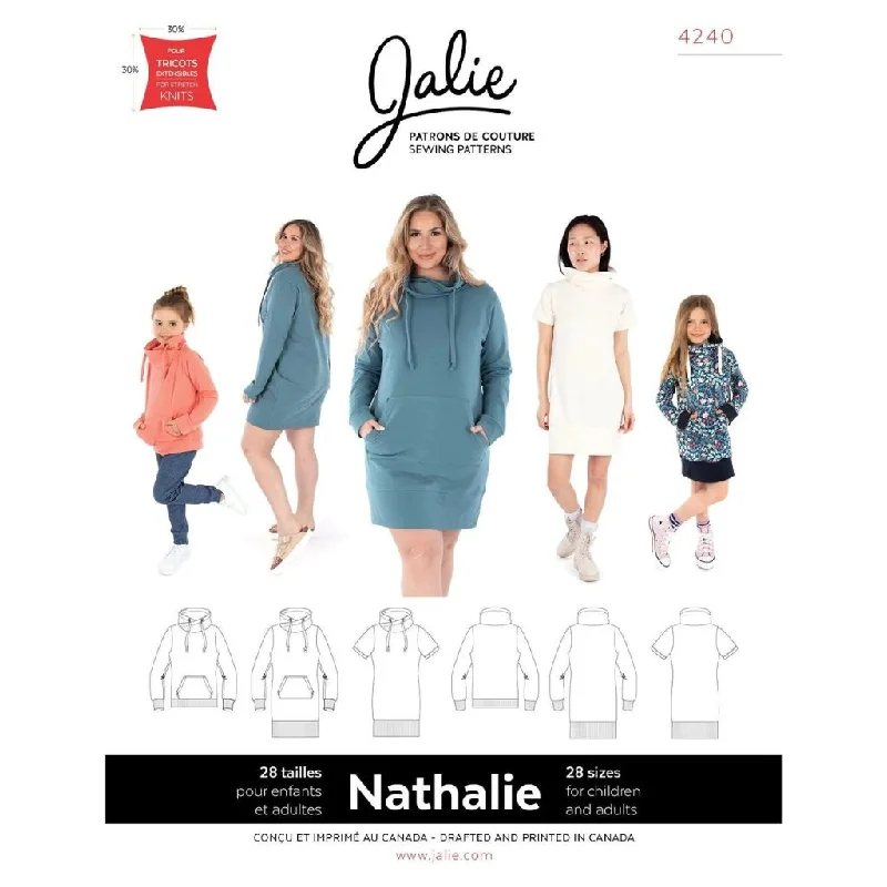 Jalie Sewing Patterns Nathalie Wrap Funnel Neck Sweatshirt & Tunic Hoodie with Cuffed Sleeves Snug Secure Jalie Sewing Patterns Nathalie Wrap Funnel Neck Sweatshirt & Tunic Hoodie with Cuffed Sleeves Snug Secure