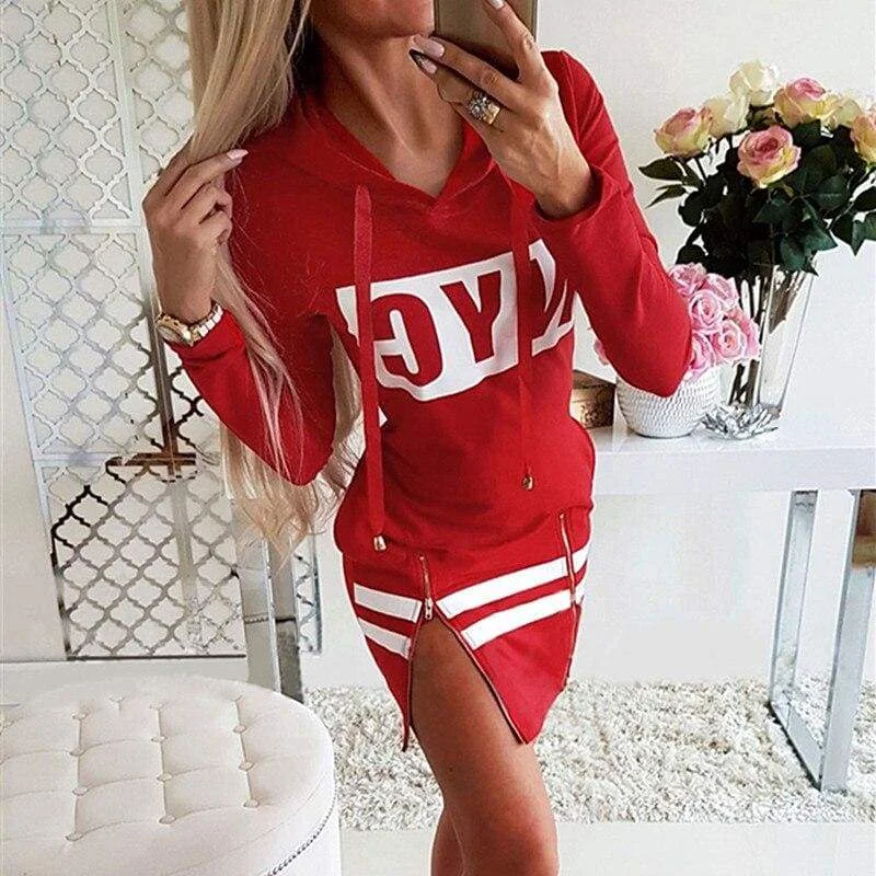 FashionSierra - Letter Print Hooded Long Sleeve Sweatshirt Dress Women Autumn Spring Loose Hoodie Casual Red Gray Black Clothes Shirt Dresses Hoodie with Oversized Fit Loose Comfortable FashionSierra - Letter Print Hooded Long Sleeve Sweatshirt Dress Women Autumn Spring Loose Hoodie Casual Red Gray Black Clothes Shirt Dresses Hoodie with Oversized Fit Loose Comfortable