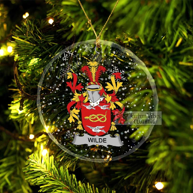 Wilde Irish Clan Christmas Glass Ornament with Coat of Arms Herringbone Houndstooth Plaid Wilde Irish Clan Christmas Glass Ornament with Coat of Arms Herringbone Houndstooth Plaid