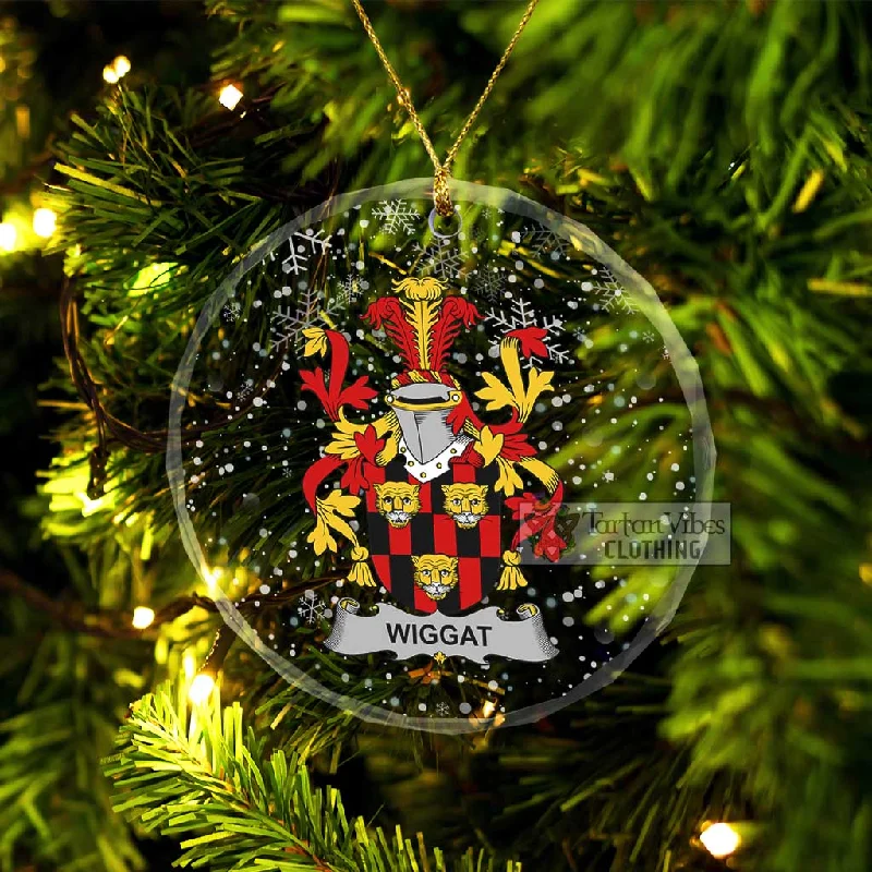 Wiggat Irish Clan Christmas Glass Ornament with Coat of Arms Striped Polka Dot Floral Wiggat Irish Clan Christmas Glass Ornament with Coat of Arms Striped Polka Dot Floral