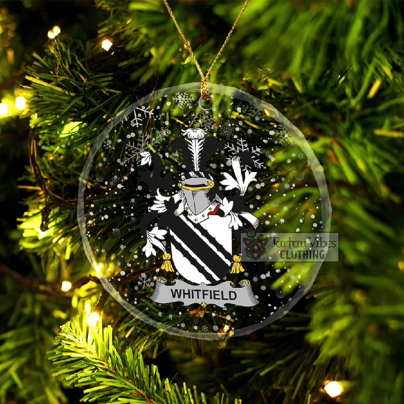 Whitfield Irish Clan Christmas Glass Ornament with Coat of Arms Hook-and-Loop Buckled Tied Whitfield Irish Clan Christmas Glass Ornament with Coat of Arms Hook-and-Loop Buckled Tied
