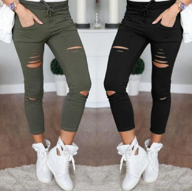 Skinny Jeans Women Denim Pants Holes Destroyed Knee Pencil Pants Casual Trousers Black White Stretch Ripped Jeans Trousers Bootcut Casual Skinny Jeans Women Denim Pants Holes Destroyed Knee Pencil Pants Casual Trousers Black White Stretch Ripped Jeans Trousers Bootcut Casual