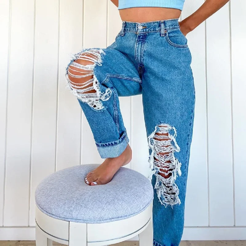 Ripped Jeans Spring And Summer Ripped Thin Ladies Jeans Trousers Trousers Capri Summer Ripped Jeans Spring And Summer Ripped Thin Ladies Jeans Trousers Trousers Capri Summer