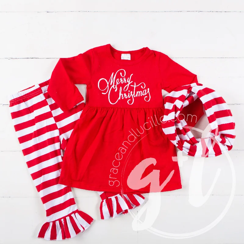 Merry Christmas Red Empire Waist Tunic Dress, Striped Scarf & Leggings Outfit Stylish Printed Stretch Leggings Merry Christmas Red Empire Waist Tunic Dress, Striped Scarf & Leggings Outfit Stylish Printed Stretch Leggings