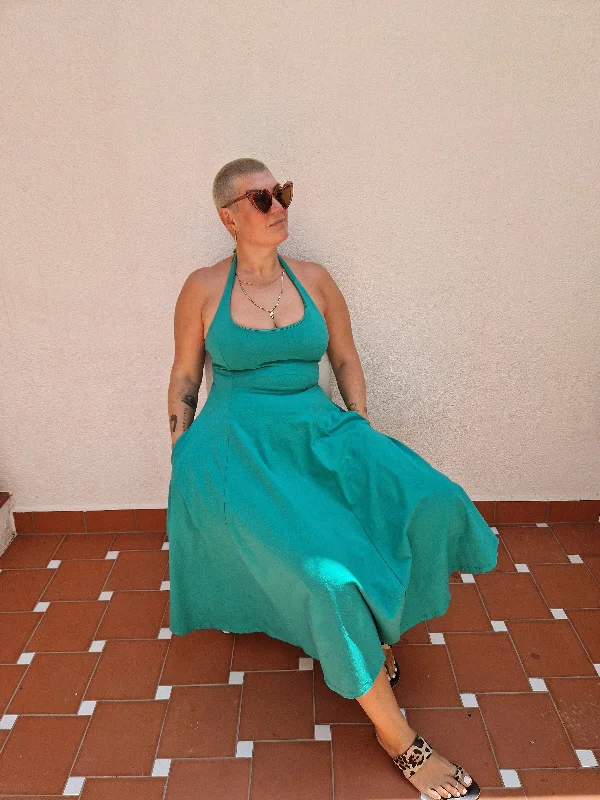 Asri Dress Beela Neck Midi in Teal Comfortable Ribbed Midi Dress