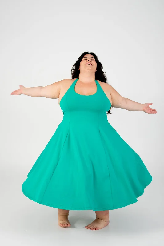 Asri Dress Beela Neck Midi Petite in Teal Trendy Shift Midi Dress